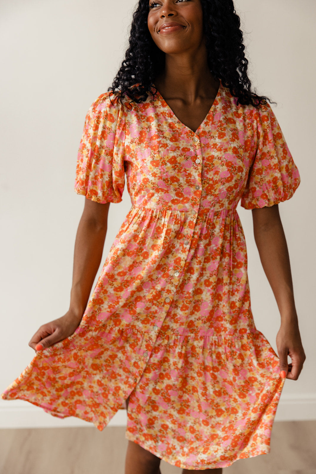 Linda Floral Button Dress