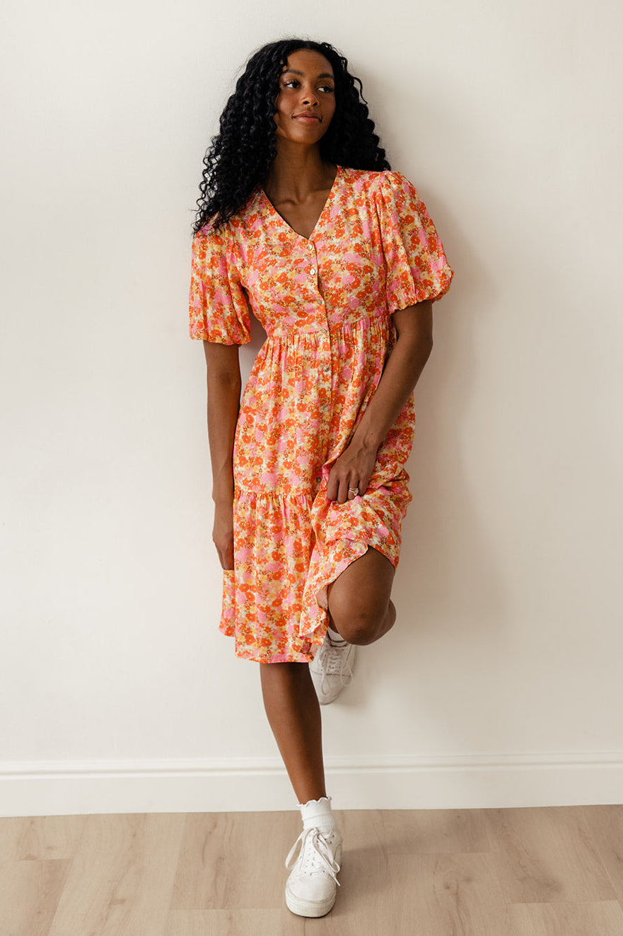 Linda Floral Button Dress