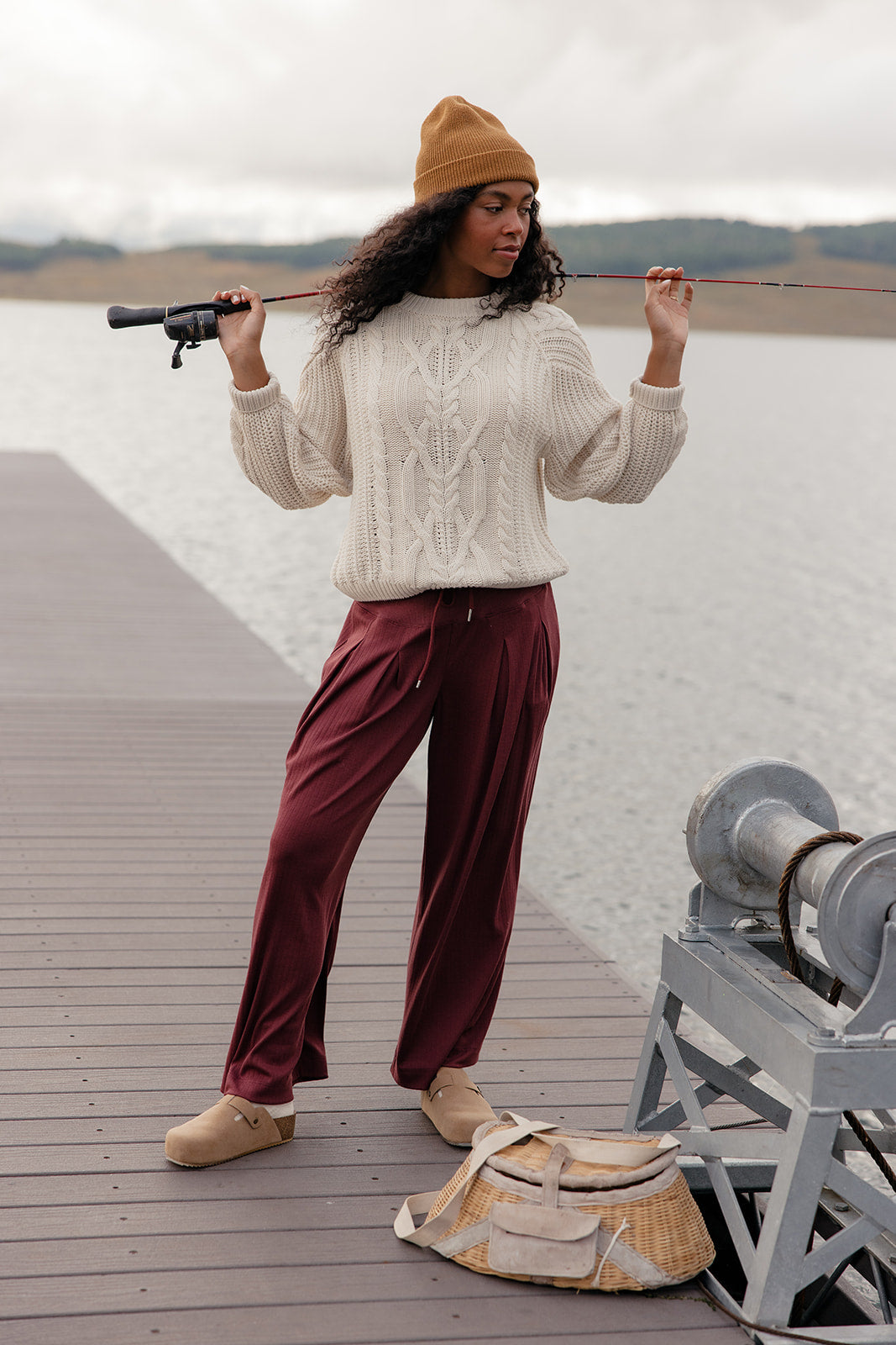 Crimson Whisper Wide Leg Pants