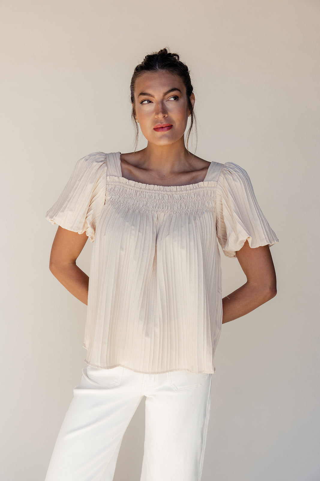 Elle Textured Square Neck Blouse