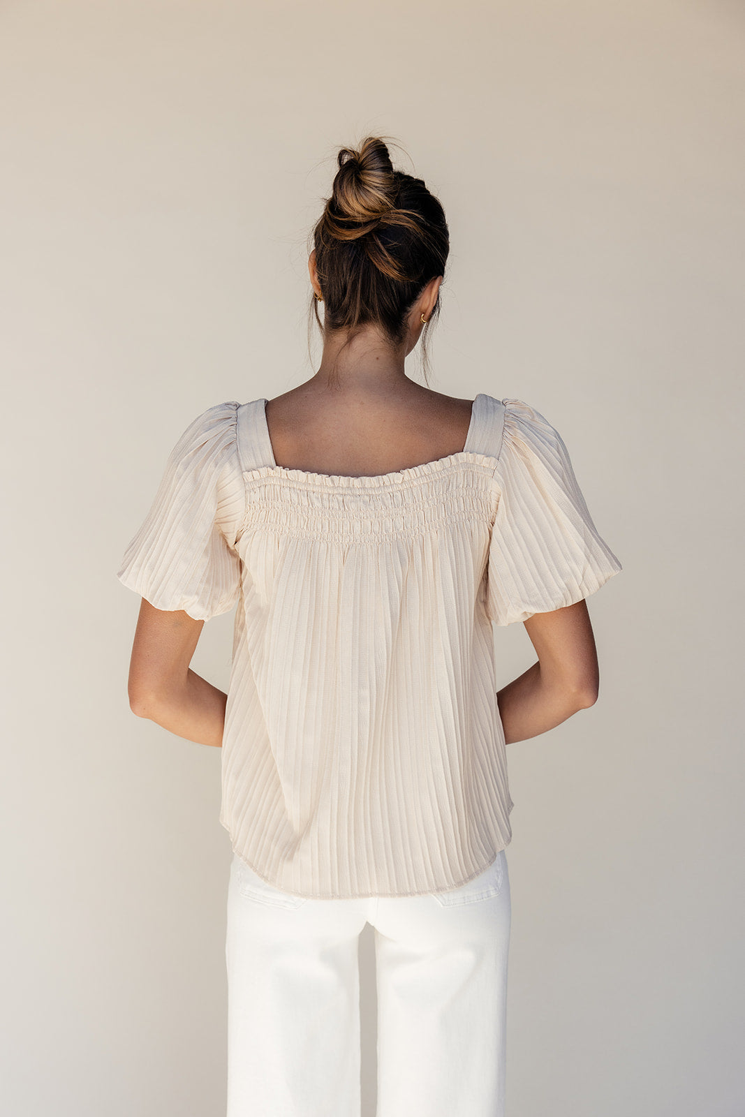 Elle Textured Square Neck Blouse