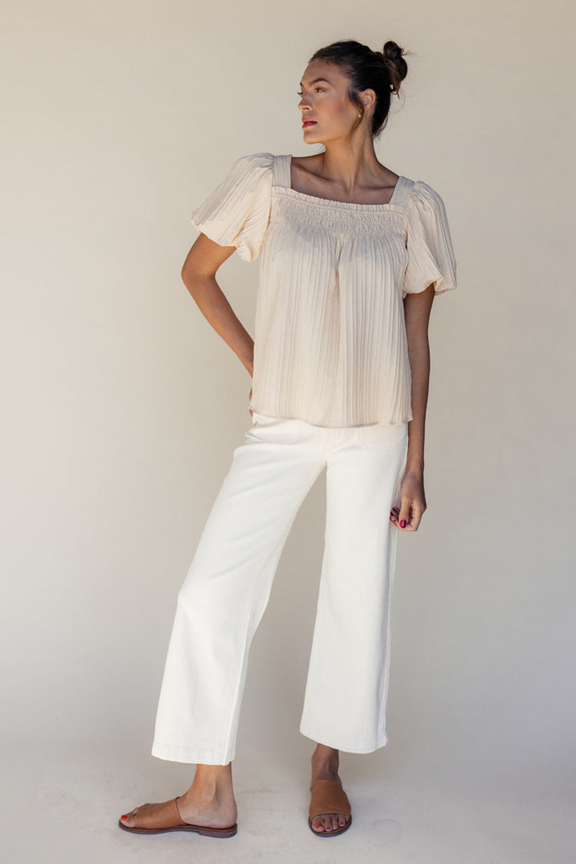 Elle Textured Square Neck Blouse