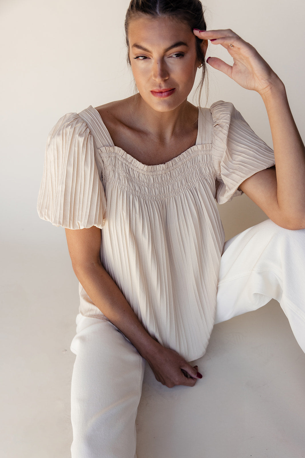 Elle Textured Square Neck Blouse