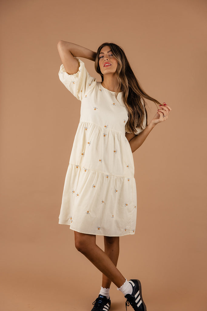 You Are the World Puff Sleeve Dress