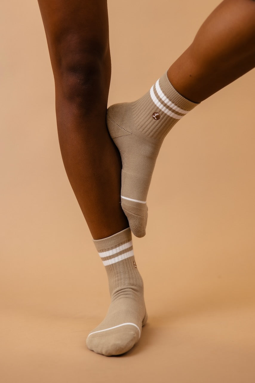 Tan Stripe Socks | ROOLEE