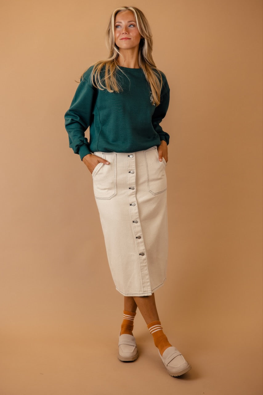 White Denim Skirt | ROOLEE