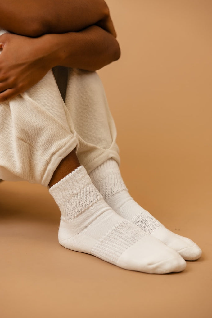 White Ribbed Socks | ROOLEE
