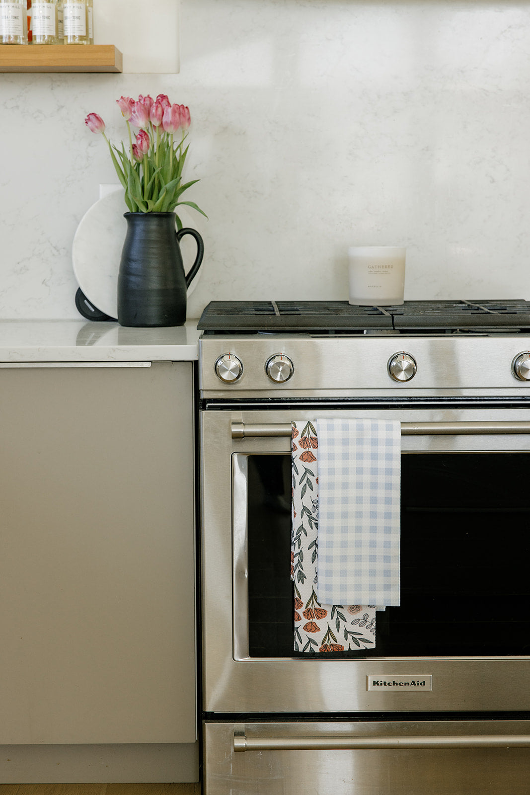 Geometry Blue Gingham Luxe Hand Towel