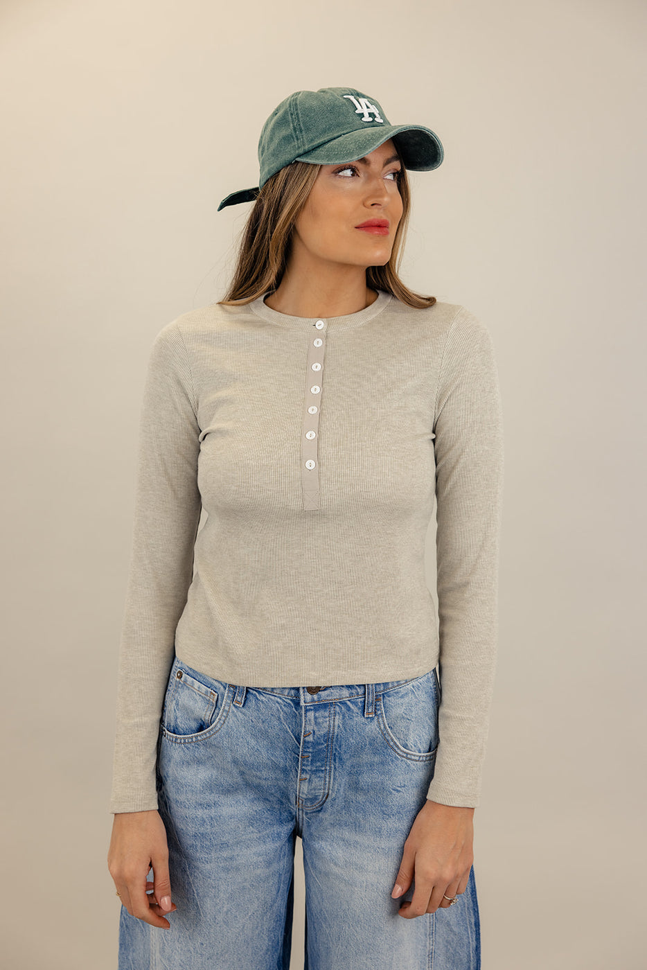 The Marjorie Long Sleeve Button Top