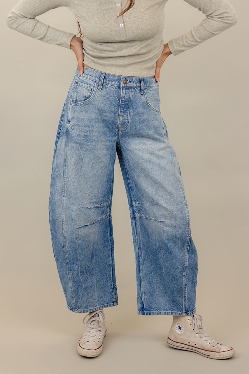 Free People Good Luck Mid Rise Barrel Jeans