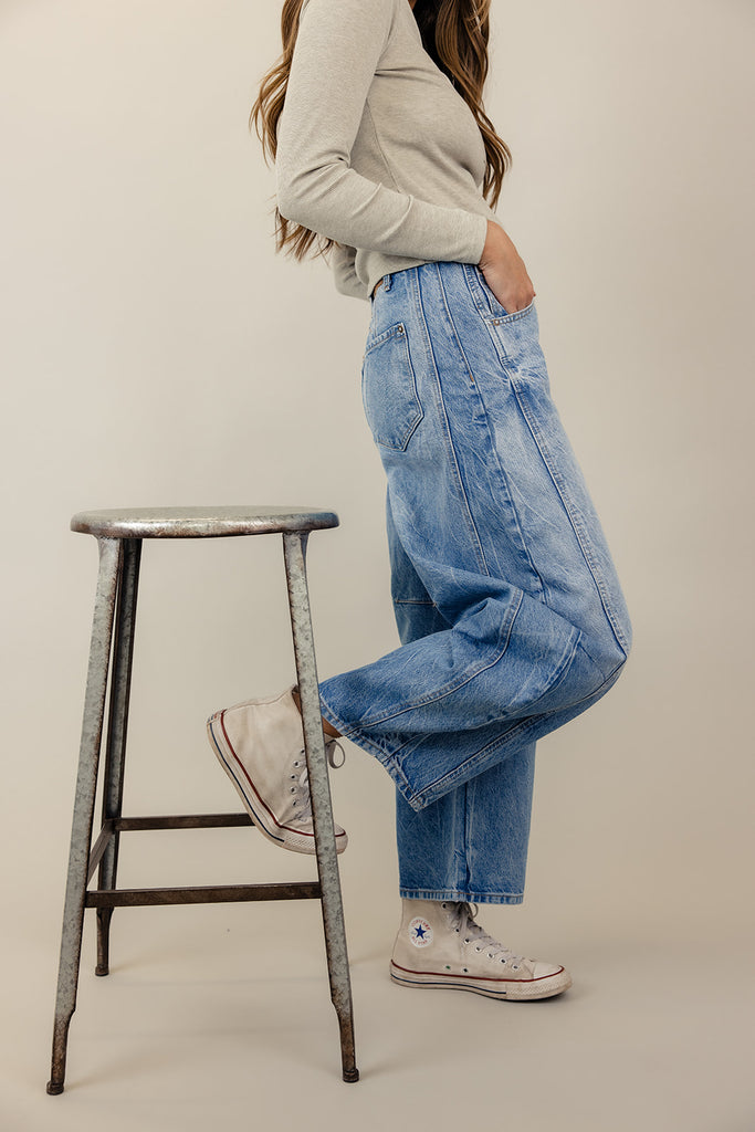 Free People Good Luck Mid Rise Barrel Jeans