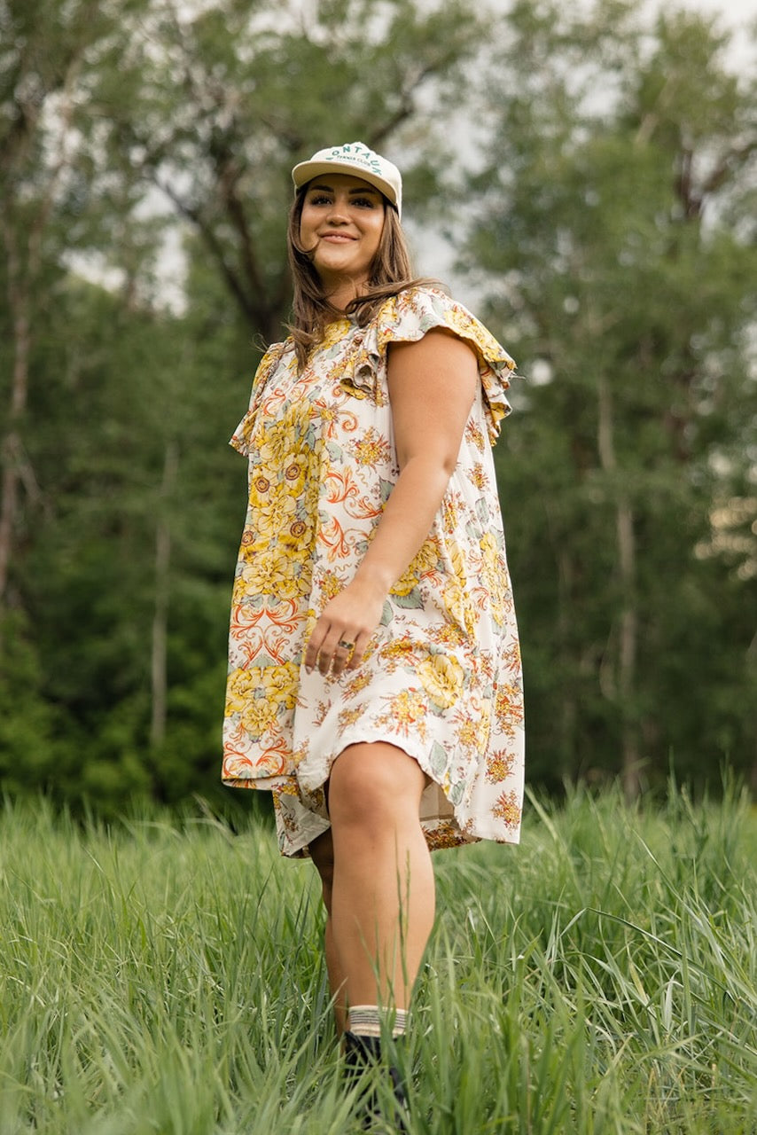 Yellow Printed Dress | ROOLEE