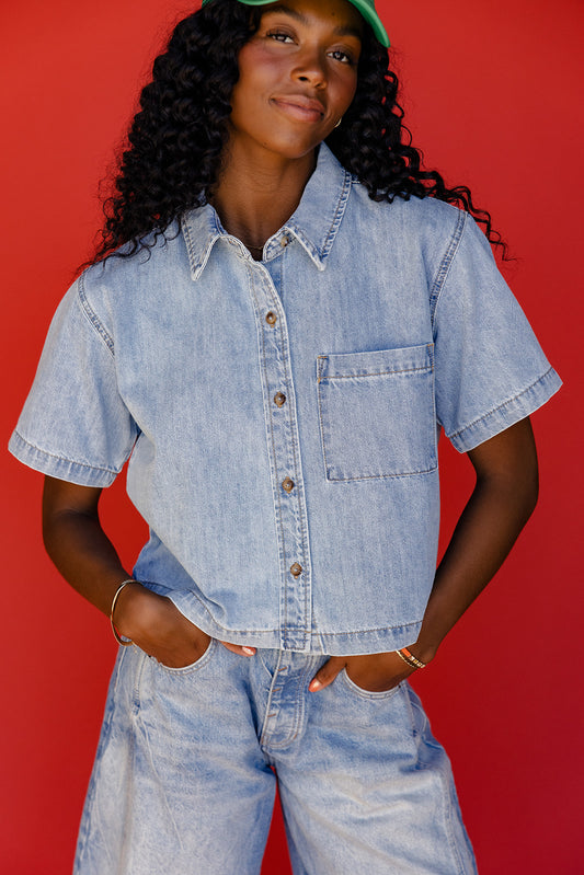 Howdy Denim Button Down Blouse