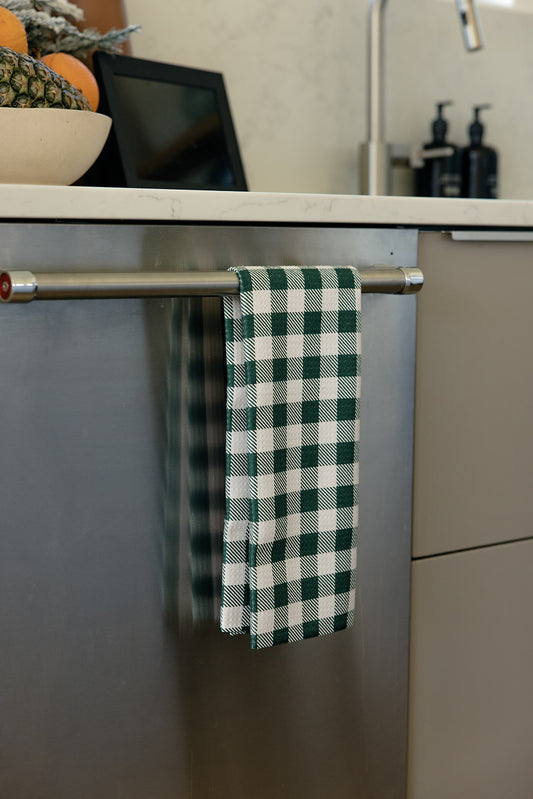Geometry Christmas Gingham Tea Towel