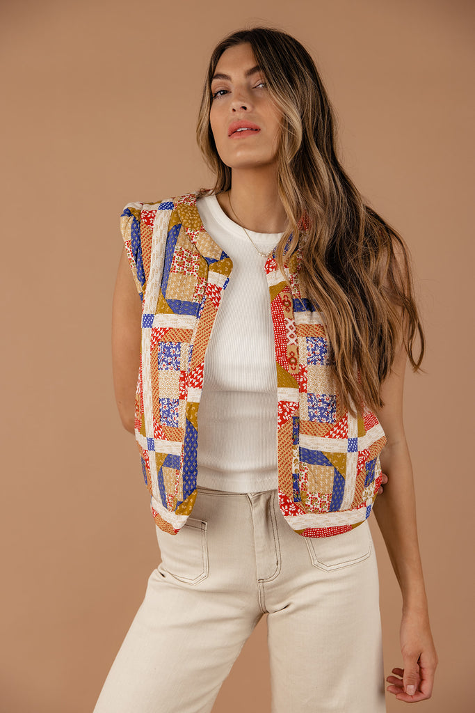 Kim Patchwork Puff Quilted Vest