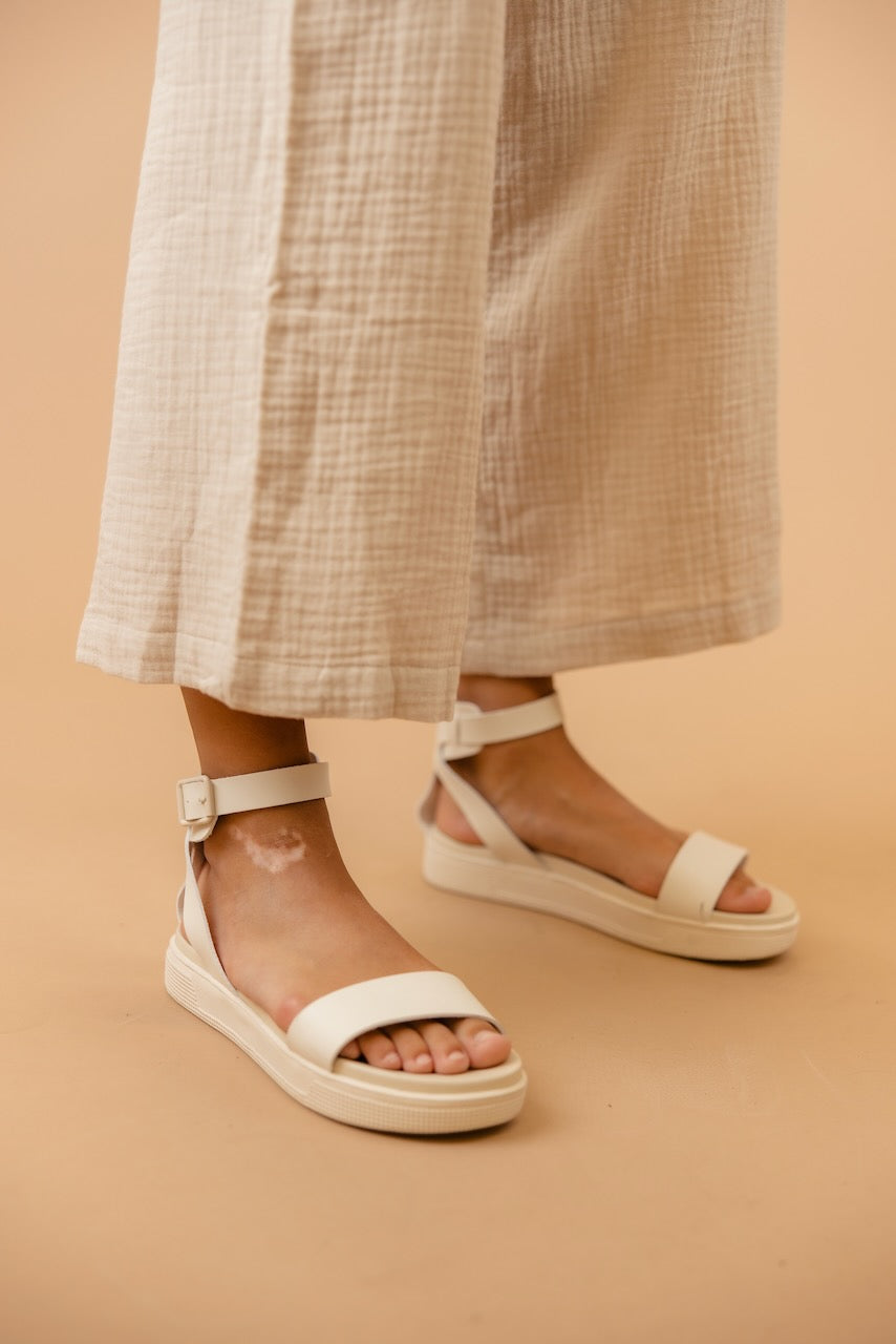 Off White Strappy Sandals | ROOLEE