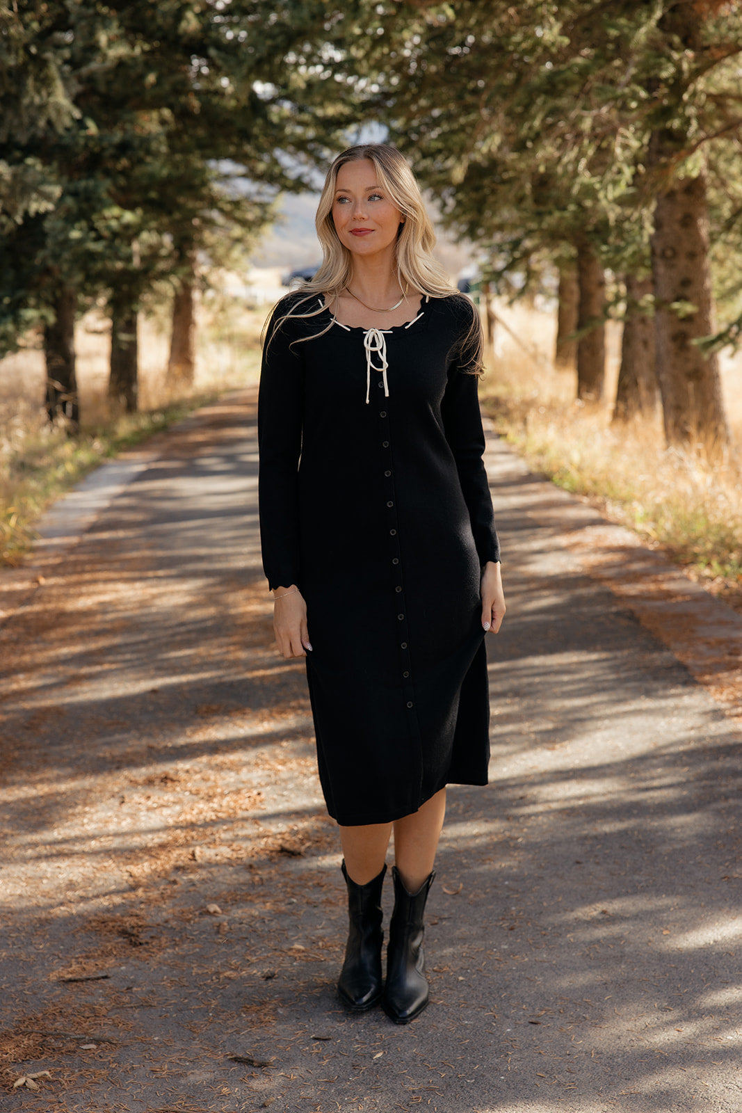 Hillcrest Tie Button Dress