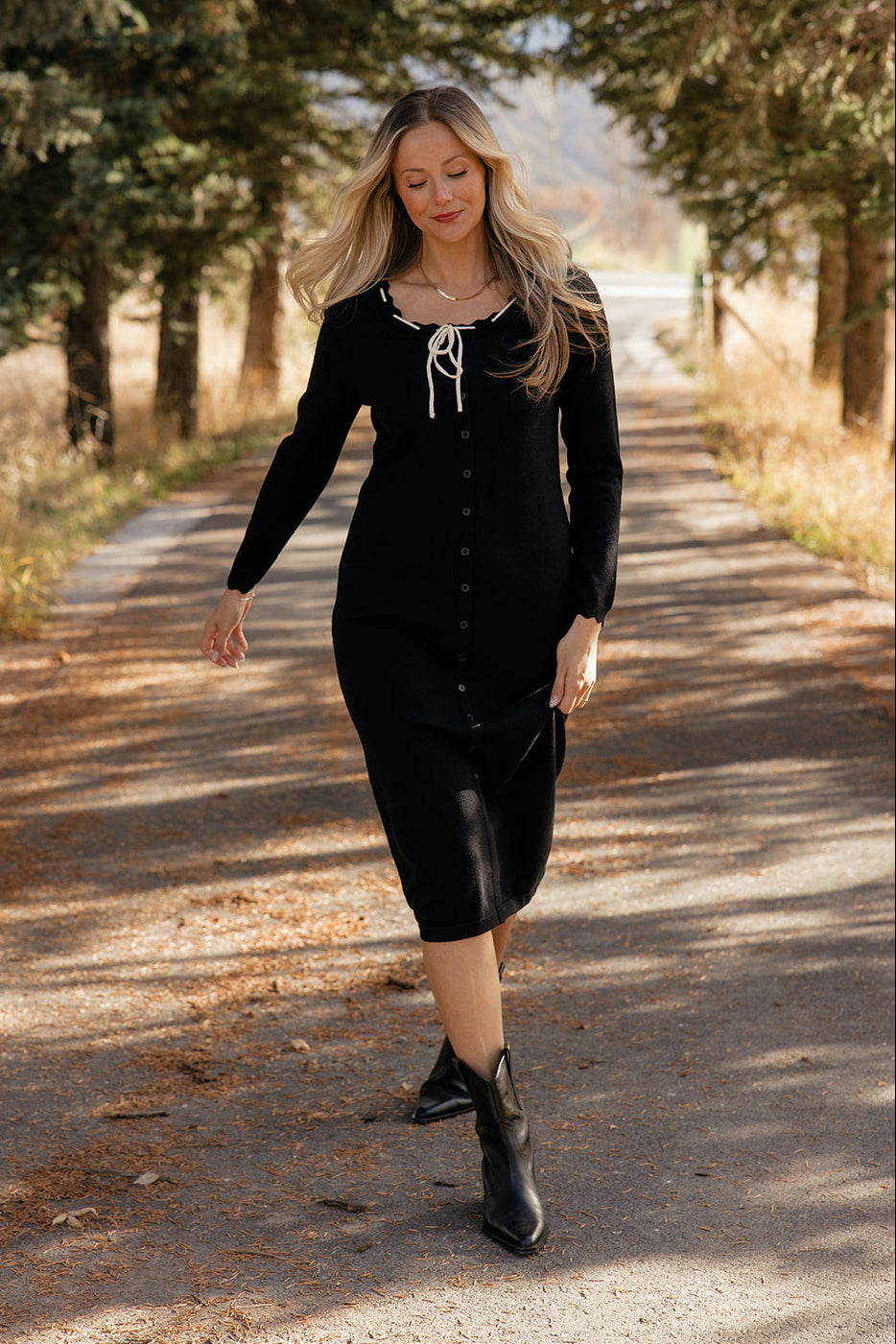 Hillcrest Tie Button Dress