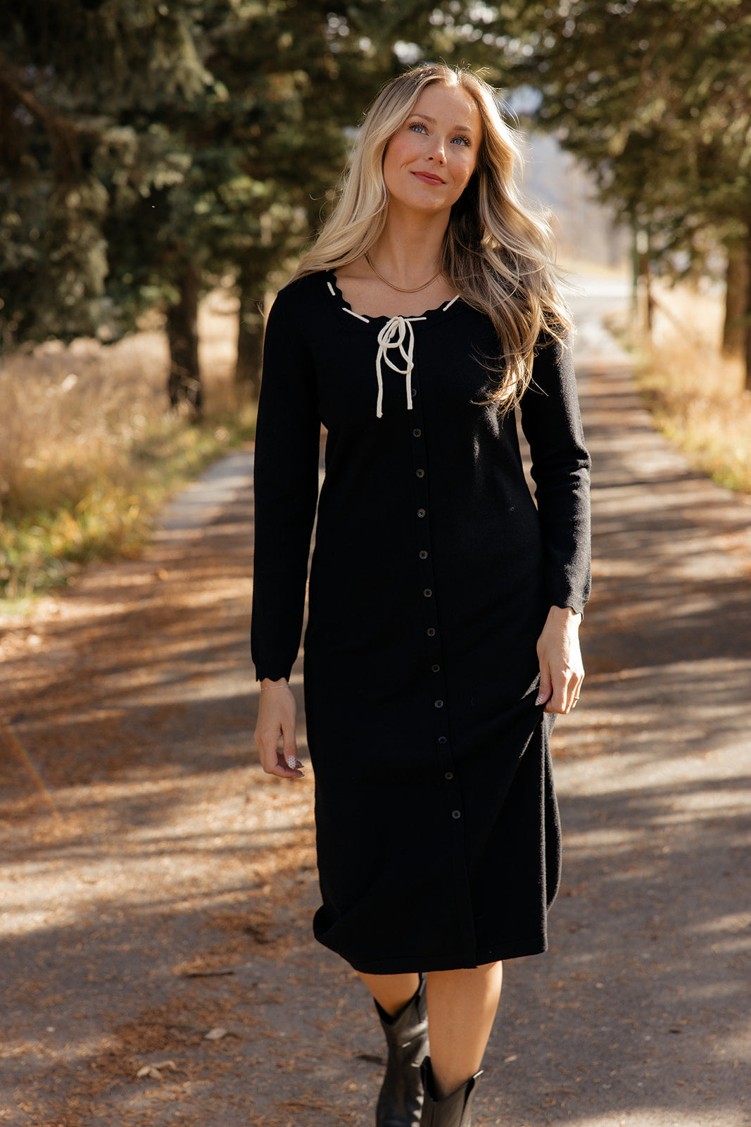 Hillcrest Tie Button Dress