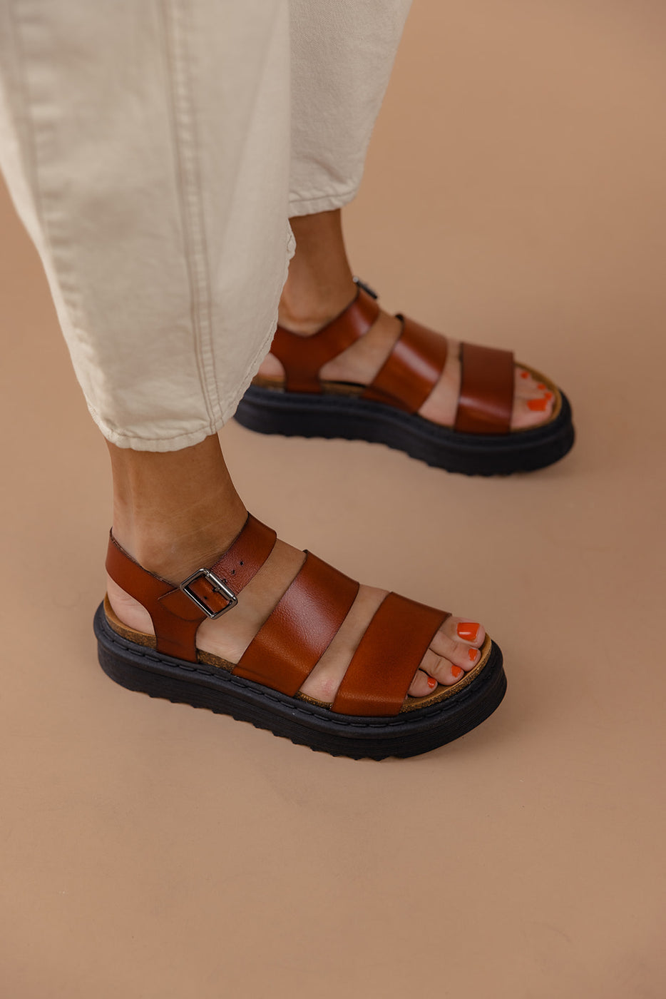 a person wearing sandals