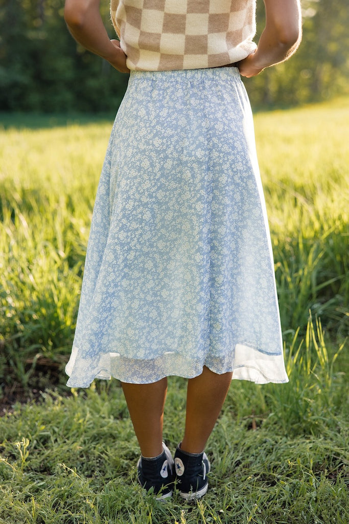 Blue Floral Women's Skirt | ROOLEE