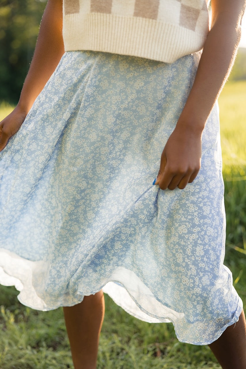 Flowy Blue Skirt | ROOLEE