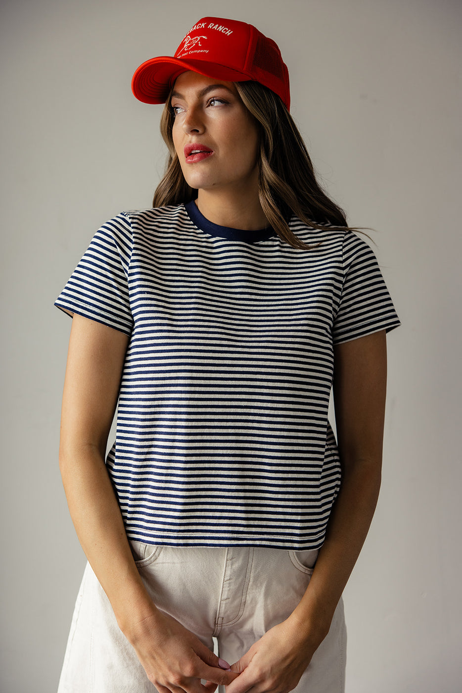 White Striped T-Shirt | ROOLEE