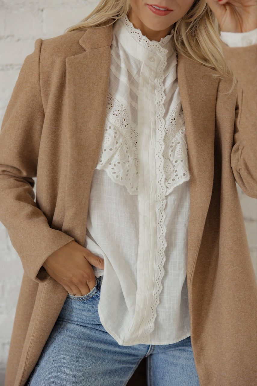 White Ruffled Blouse | ROOLEE
