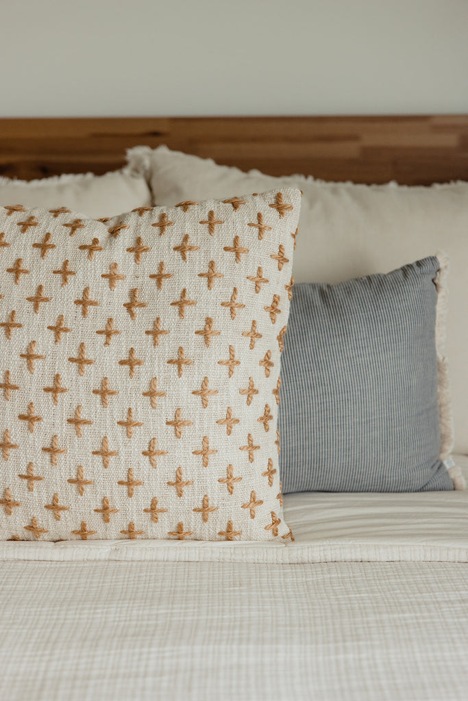 Sparrow Cross Embroidered Pillow