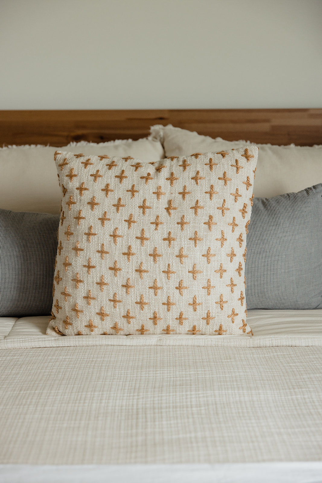 Sparrow Cross Embroidered Pillow