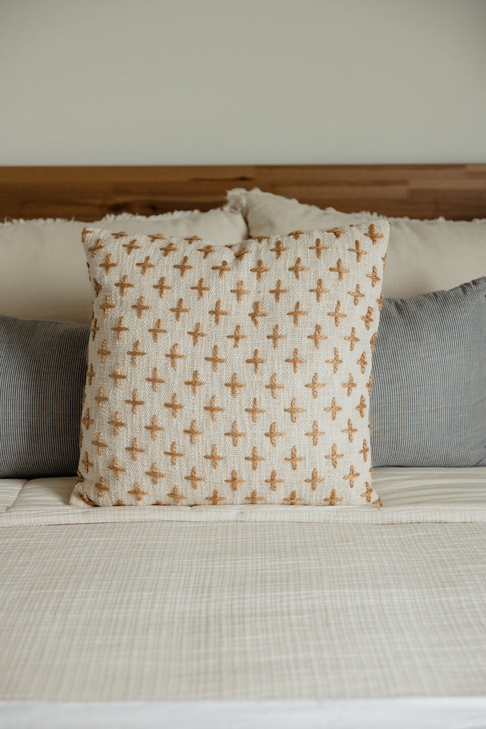 Sparrow Cross Embroidered Pillow