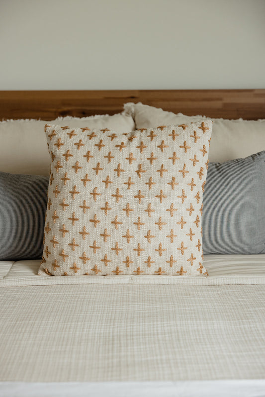 Sparrow Cross Embroidered Pillow