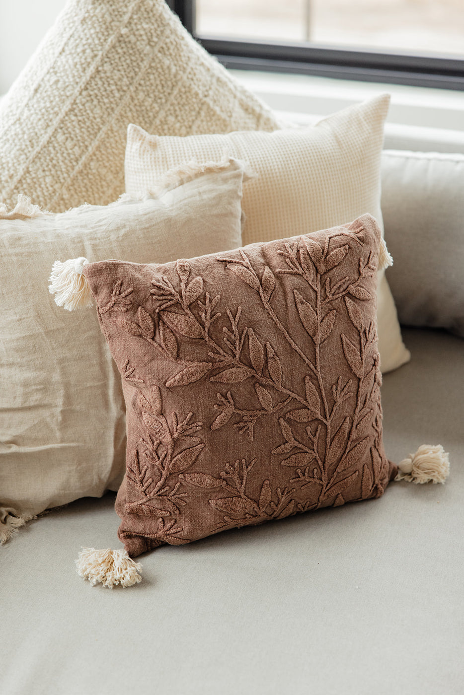 Starling Embroidered Pillow