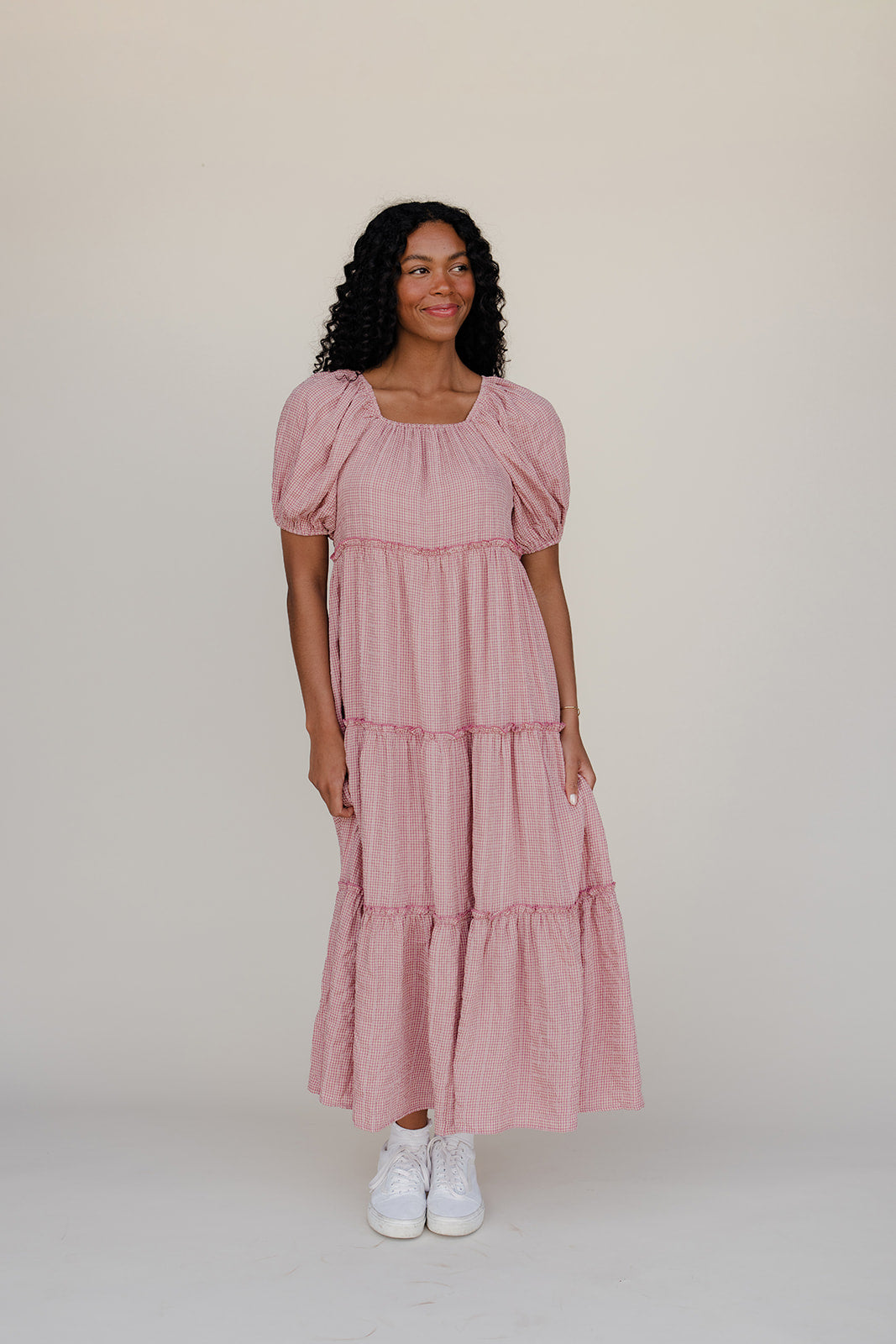 Audie Gingham Tiered Maxi