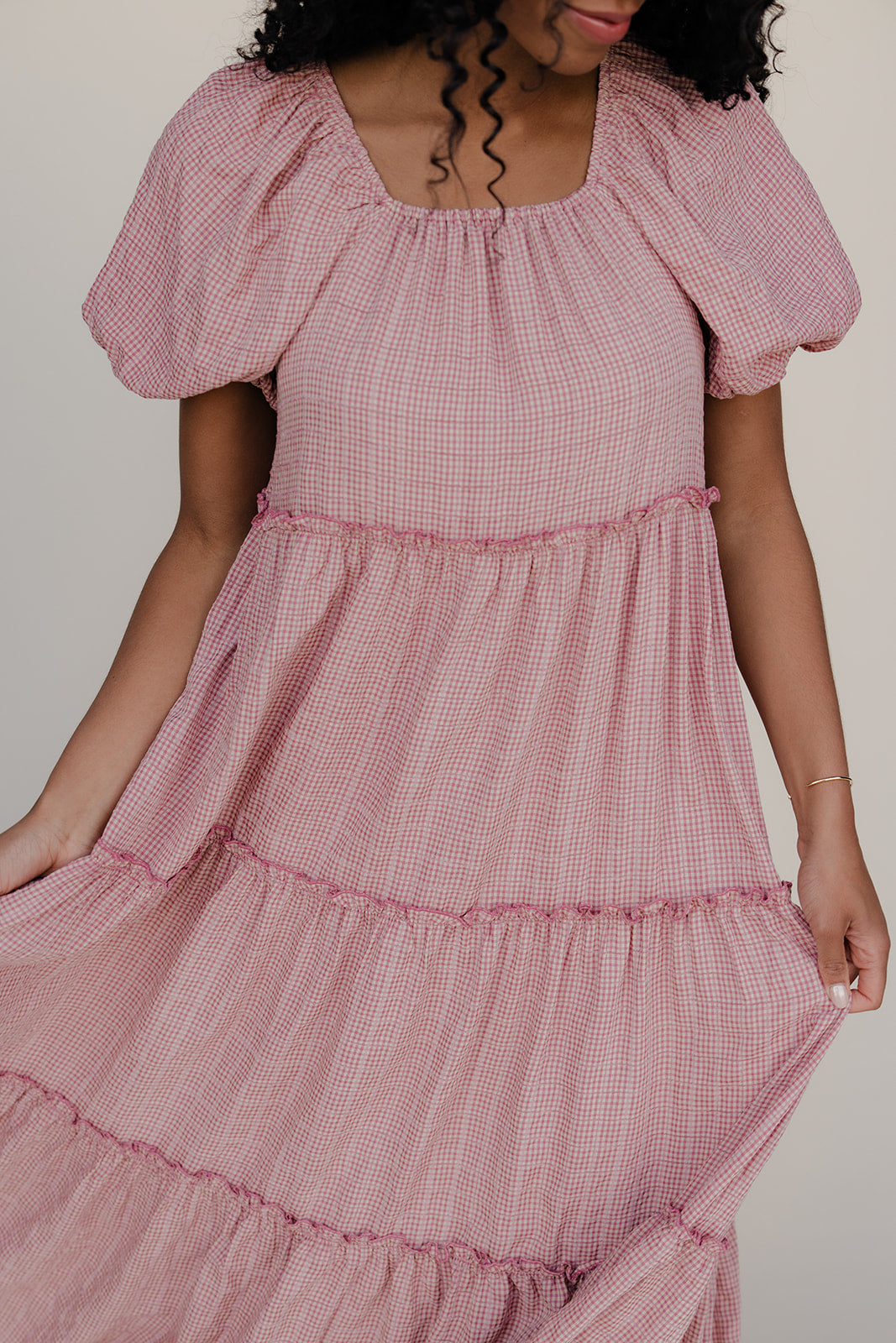 Audie Gingham Tiered Maxi