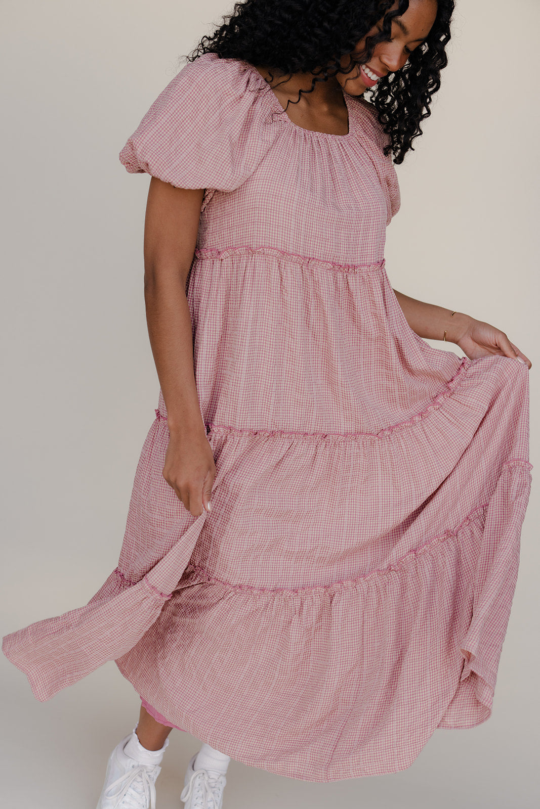 Audie Gingham Tiered Maxi