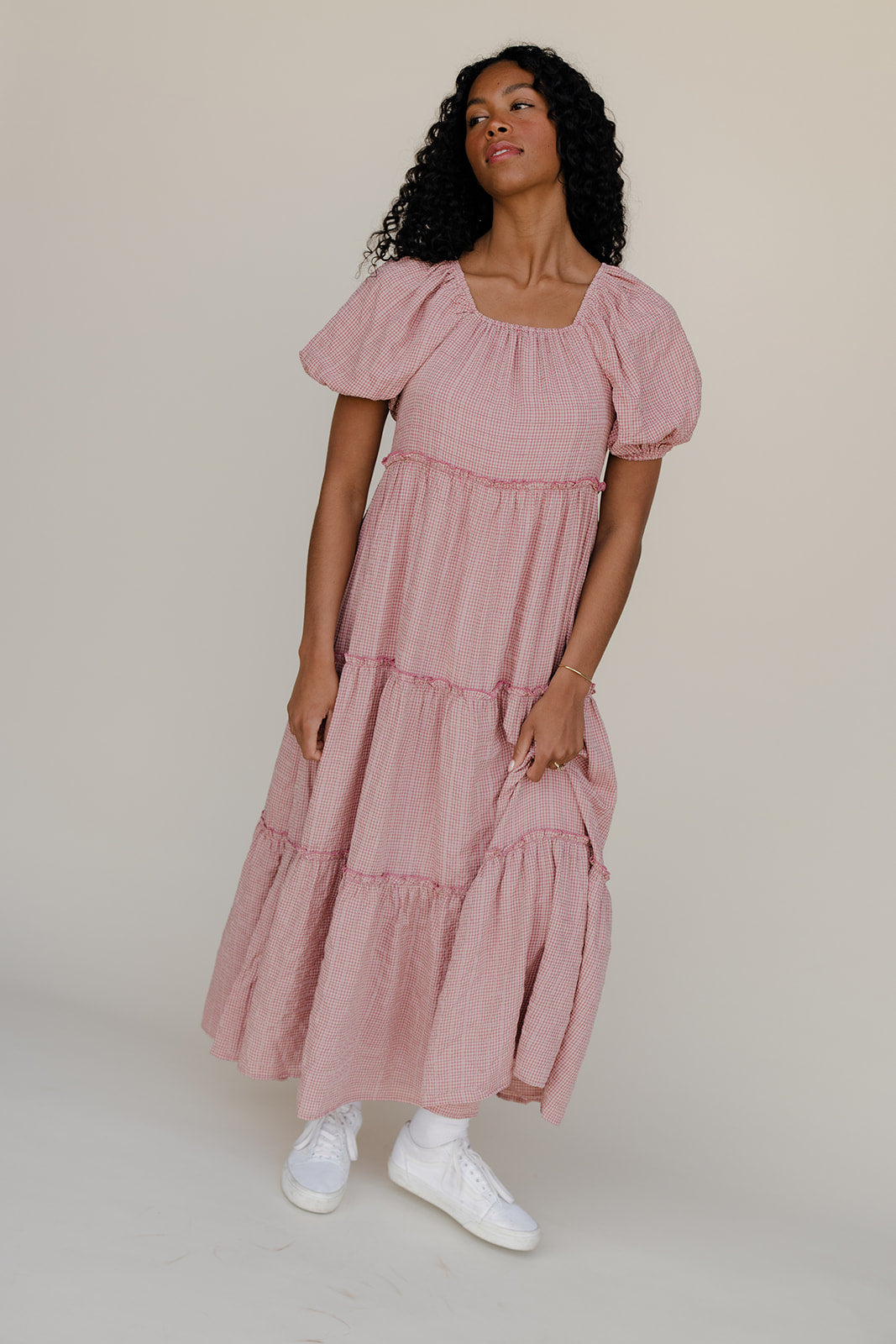 Audie Gingham Tiered Maxi