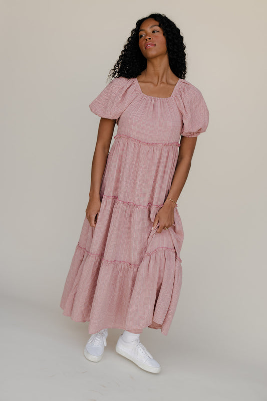 Audie Gingham Tiered Maxi