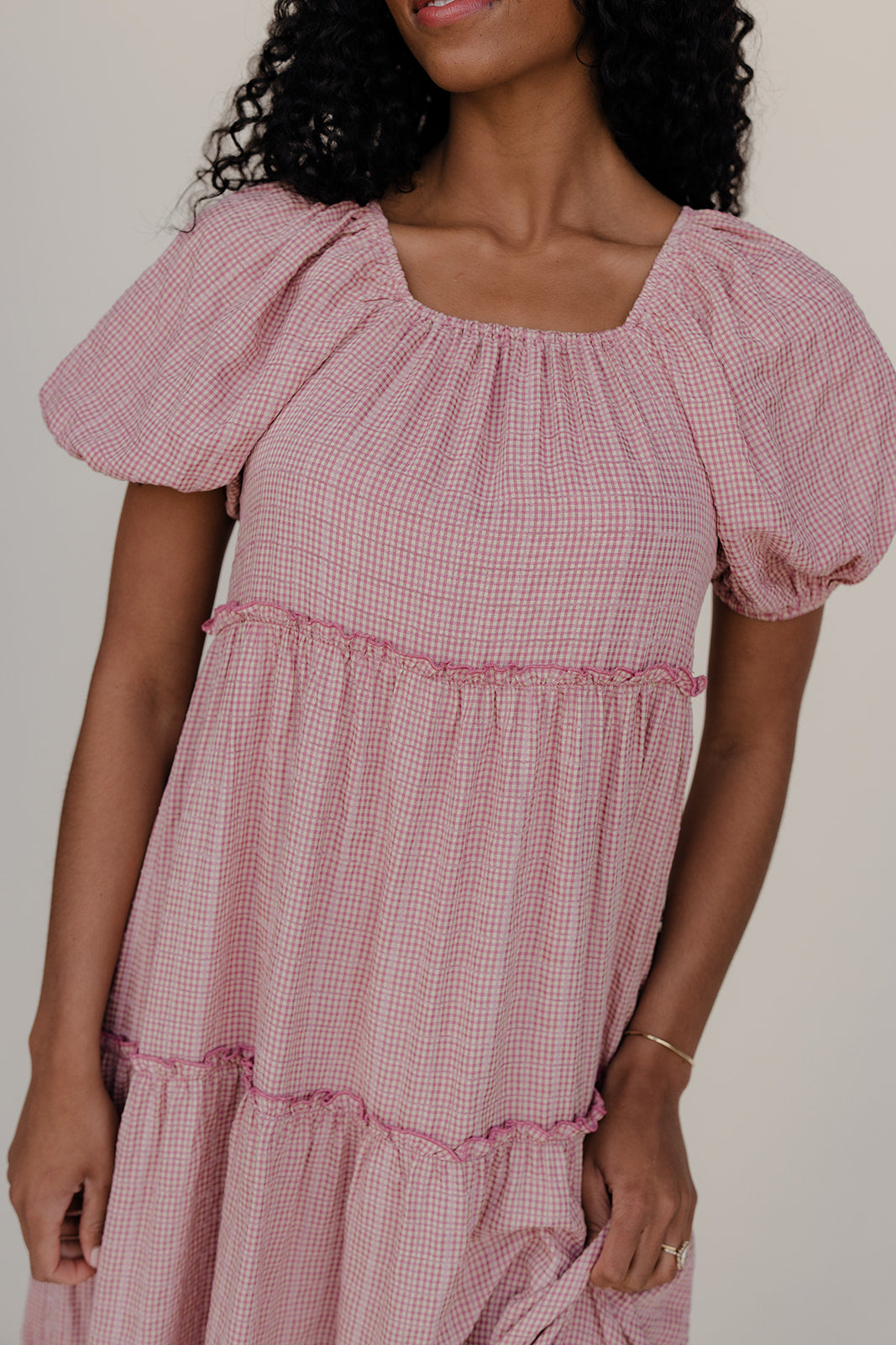 Audie Gingham Tiered Maxi