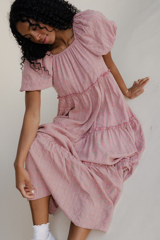 Audie Gingham Tiered Maxi