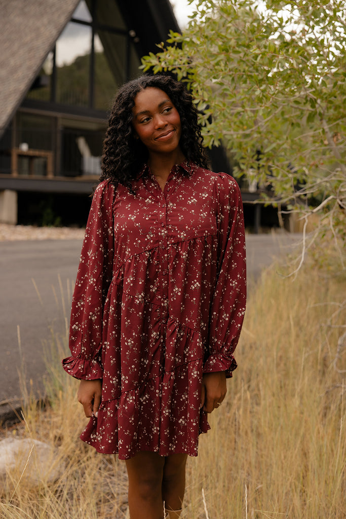 Wildberry Bloom Ruffle Sleeve Dress