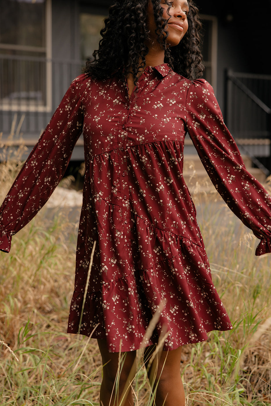 Wildberry Bloom Ruffle Sleeve Dress