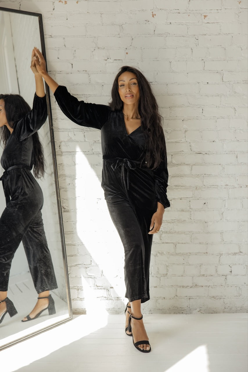 Wide Leg Womens Jumpsuit Nordstrom Leith Jumpsuit Black Velvet