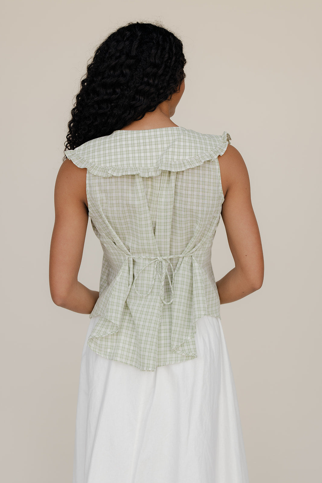 Gingham Charm Collared Tank