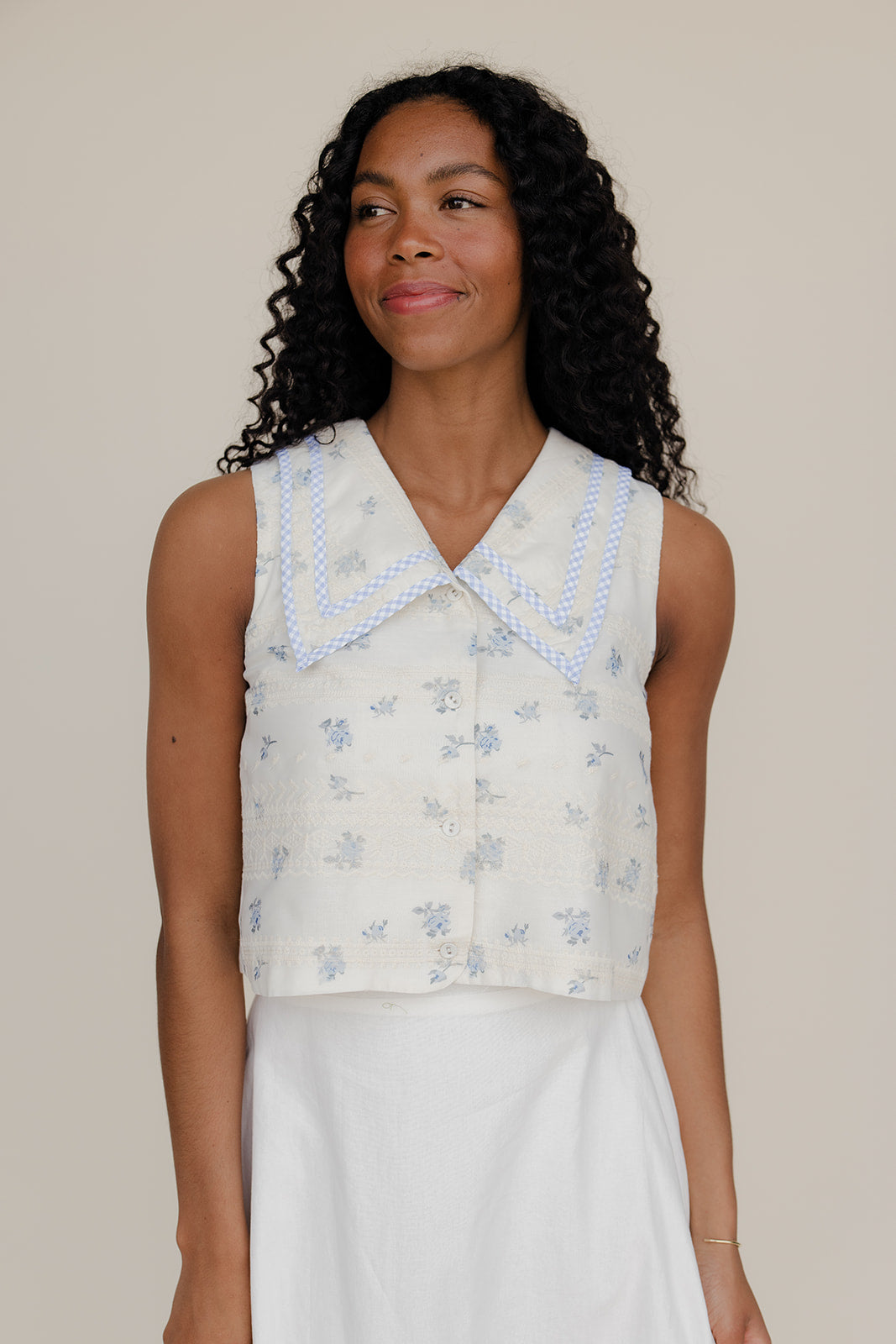 Forget Me Not Collared Tank