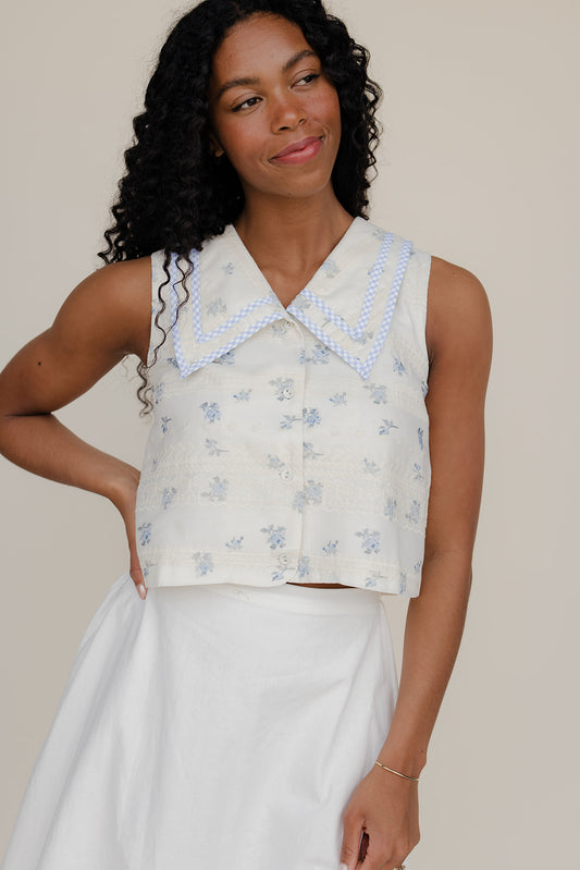 Forget Me Not Collared Tank
