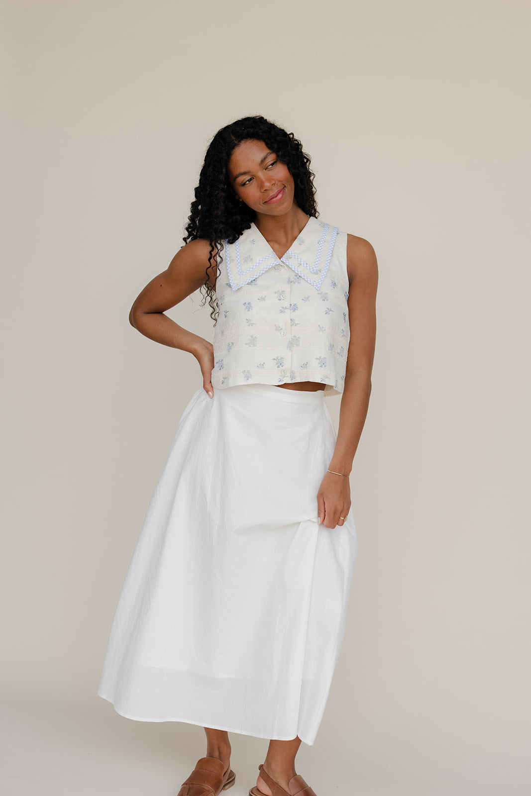 Forget Me Not Collared Tank