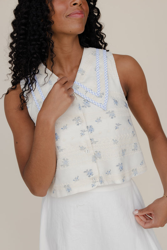 Forget Me Not Collared Tank