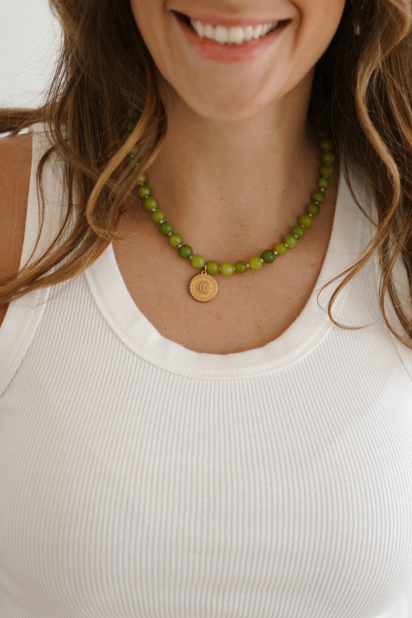 Green Peridot Necklace + Coin Pendant