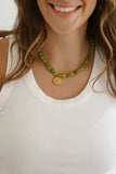 Green Peridot Necklace + Coin Pendant
